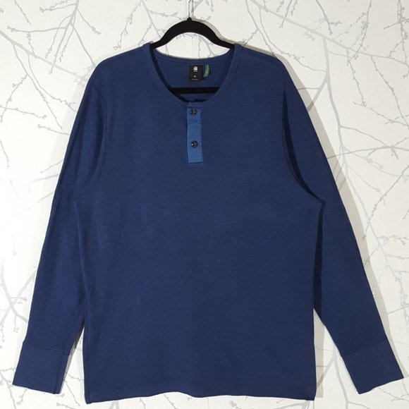 G-Star Raw Blue Organic Cotton Korpaz Slim Granddad T-Shirt - Picture 2 of 4